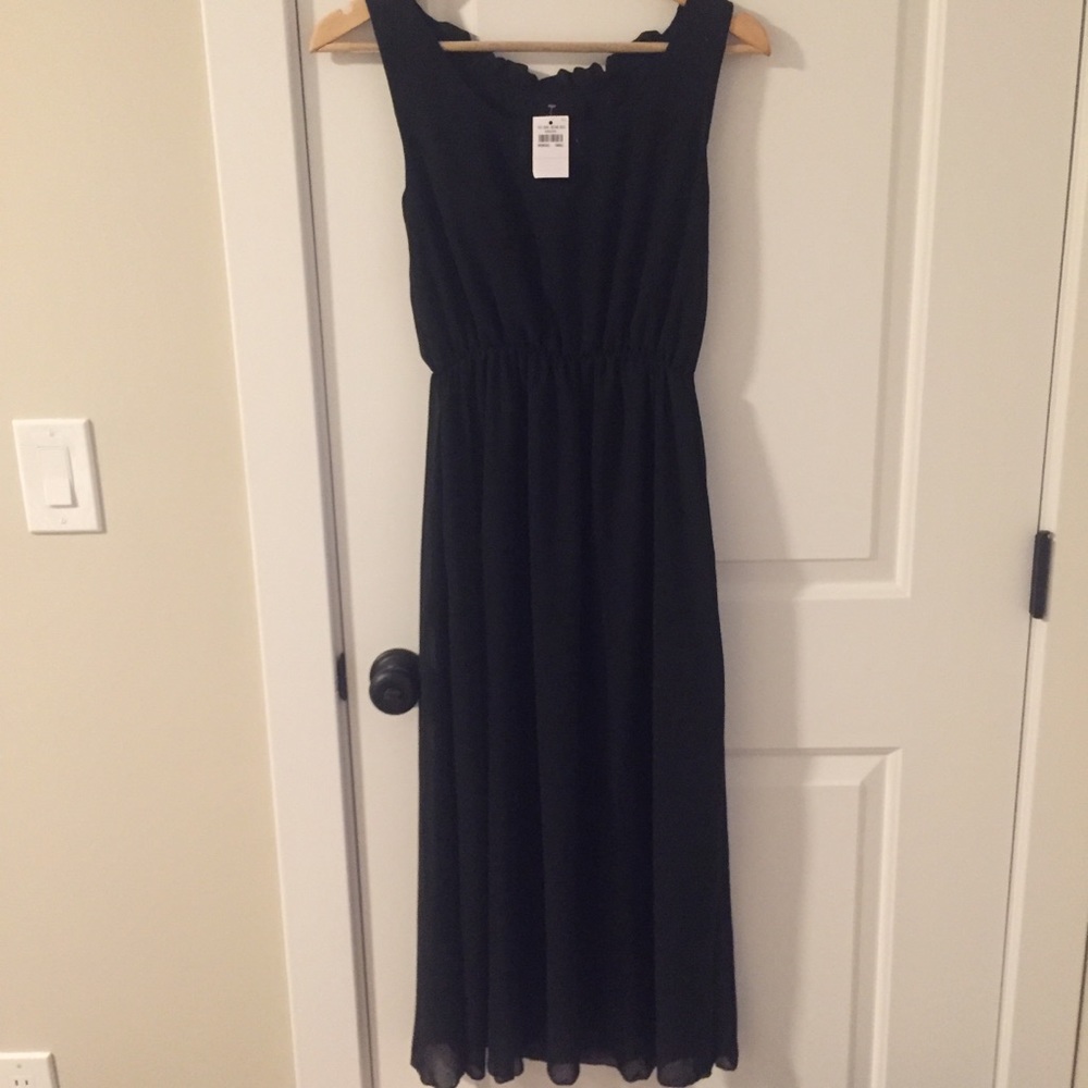 A&F Ruffle Midi Dress in Black LBD